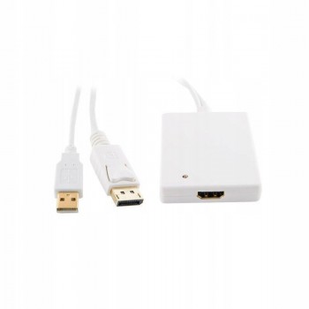 4WORLD 08754 4World Adapter DisplayPort M + USB M HDMI F , 0.5m, biały