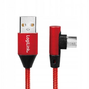 LOGILINK CU0149 LOGILINK - Kabel USB 2.0 kątowy 90° USB-A m do micro-USB m, czerwony 0,3m