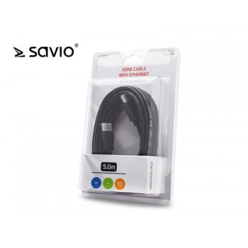 SAVIO CL-08M SAVIO CL-08M Kabel HDMI v1.4 Ethernet 3D Dolby TrueHD 24k złoty 5m