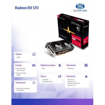Karta graficzna Radeon RX 570 PULSE 8GB GDDR5 256BIT 2HDMI/2DP OC