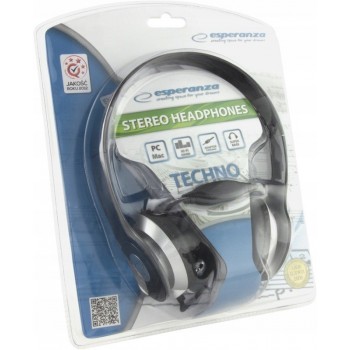 ESPERANZA EH145K - 5901299903919 ESPERANZA EH145K TECHNO - Słuchawki Audio Stereo z Regulacją Głośności 3m