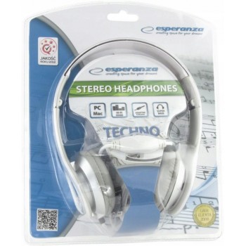 ESPERANZA EH145W - 5901299903926 ESPERANZA EH145W TECHNO - Słuchawki Audio Stereo z Regulacją Głośności 3m