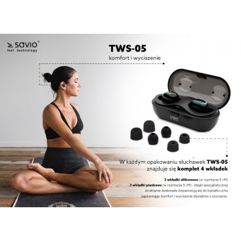 SAVIO TWS-05 Bezprzewodowe słuchawki bezprzewodowe TWS-05
