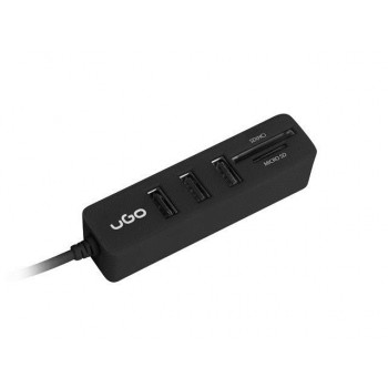 NATEC UHU-1551 Natec Hub USB 2.0 MAIPO HU200 3-ports + czytnik kart SD/ microSD, Czarny