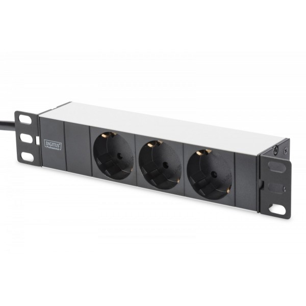 Listwa zasilająca PDU 10" RACK 3xSchuko, 2m 1xSchuko, 16A, Aluminiowa Listwa zasilająca PDU 10" RACK 3xSchuko, 2m 1xSchuko, 16A, Aluminiowa