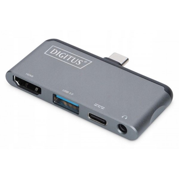 DIGITUS Mobile Docking Station USB Type C 4-port 4K HDMI PD 3.0 HDR10 HDCP 2.2 MiniJack DIGITUS Mobile Docking Station USB Type C 4-port 4K HDMI PD 3.0 HDR10 HDCP 2.2 MiniJack