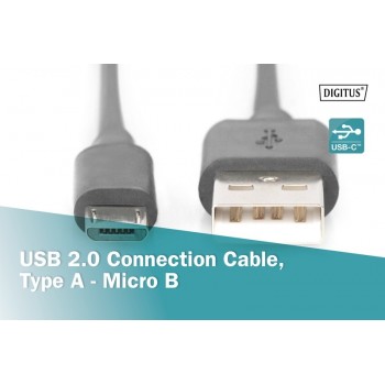 Kabel połączeniowy USB 2.0 HighSpeed Typ USB A/microUSB B M/M 1m Czarny