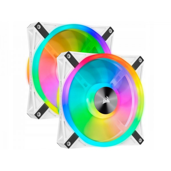 Corsair iCUE QL140 RGB 140mm PWM White Fan Dual Fan Kit with Lighting Node CORE CO-9050106-WW Corsair iCUE QL140 RGB 140mm PWM White Fan Dual Fan Kit with Lighting Node CORE CO-9050106-WW