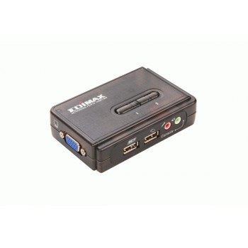 Edimax USB 2 Ports KVM Switch with 2 Cables and Audio/Mic Support
