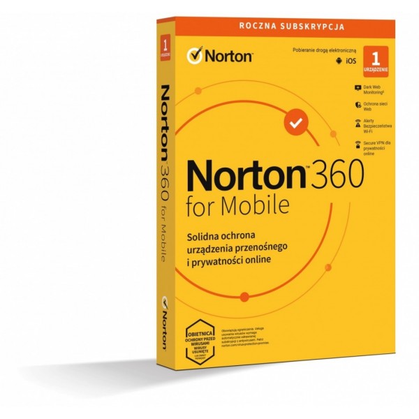 Oprogramowanie Norton360 Mobile PL 1 użytkownik, 1 urządzenie, 1 rok 21426915 Oprogramowanie Norton360 Mobile PL 1 użytkownik, 1 urządzenie, 1 rok 21426915