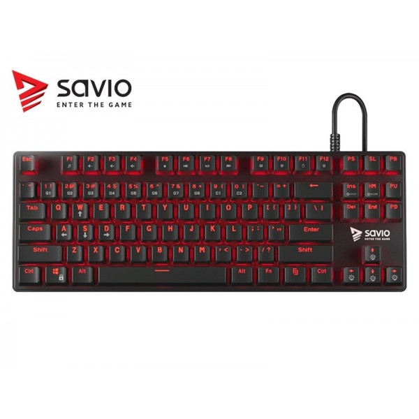 Klawiatura mechaniczna gamingowa Savio Tempest RX TKL Outemu RED, LED czerwony, NKRO, Anty-ghosting Klawiatura mechaniczna gamingowa Savio Tempest RX TKL Outemu RED, LED czerwony, NKRO, Anty-ghosting