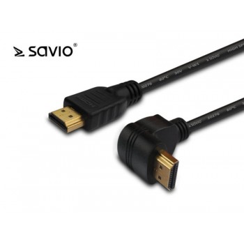 Kabel HDMI v.1.4 Savio CL-04 1,5m, wielopak 10 szt., czarny kątowy, 4Kx2K