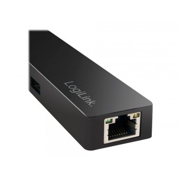 LogiLink USB-C hub, 3 ports + Gigabit adapter - Hub - 3 Anschlüsse