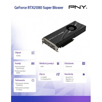 Karta graficzna GeForce RTX2080 8GB Super Blower VCG20808SBLMPB