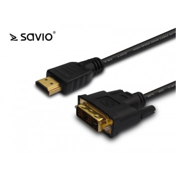 Kabel HDMI SAVIO CL-139 HDMI AM 19pin - DVI-D M 18+1 4Kx2K 1,8m