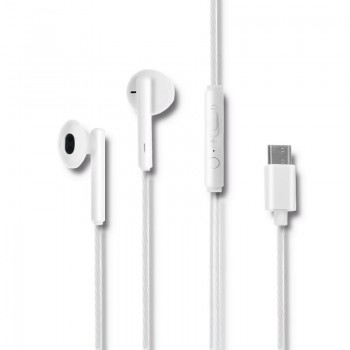 Słuchawki dokanałowe mikrofon USB-C białe
