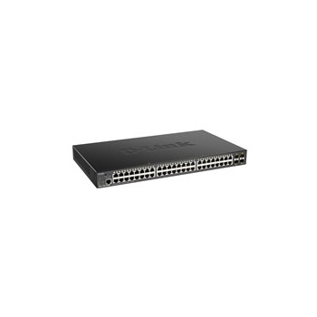D-Link DGS-1250-52XMP 52-Port Gigabit Smart PoE Switch, 48x GbE PoE+, 4x SFP+, PoE 370W