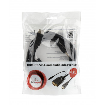 Adapter GEMBIRD A-HDMI-VGA-03-10 (HDMI M - D-Sub (VGA), Jack stereo 3,5 mm M, 3m, kolor czarny)