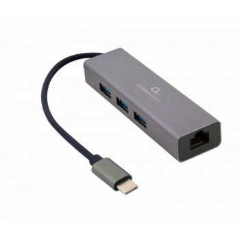 GEMBIRD ADAPTER USB-C - LAN RJ-45 1GB NA KABLU HUB 3X USB 3.1