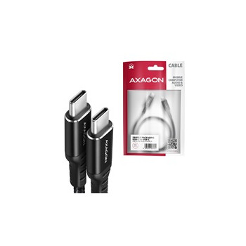 AXAGON BUCM-CM20AB, Kabel HQ USB-C - USB-C, 2 m, USB 2.0, 3A, ALU, oplot, czarny