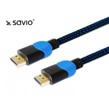 Kabel HDMI-HDMI v2.0, OFC, miedź, 3D, gamingowy, PLAYSTATION, niebiesko-czarny, oplot, 4K, 1.8m SAVIO GCL-02
