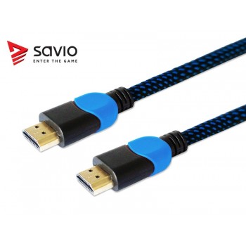 Kabel HDMI-HDMI v2.0, OFC, miedź, 3D, gamingowy, PLAYSTATION, niebiesko-czarny, oplot, 4K, 3.0m SAVIO GCL-05