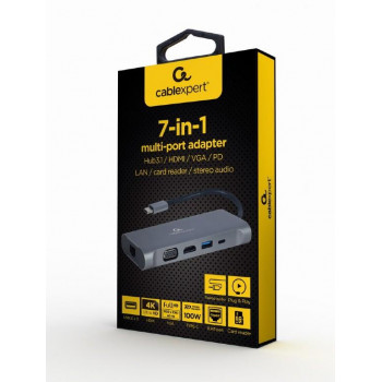 I/O ADAPTER USB-C TO HDMI/USB3/7IN1 A-CM-COMBO7-01 GEMBIRD