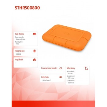Dysk zewnętrzny Rugged SSD 500 GB USB-C STHR500800