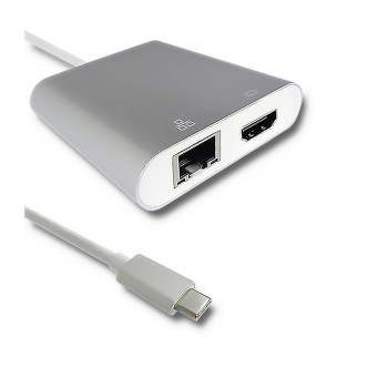 QOLTEC ADAPTER USB 3.1 TYP C MĘSKI HDMI A ŻEŃSKI + USB 3.0 A ŻEŃSKI + RJ45 ŻEŃSKI + PD
