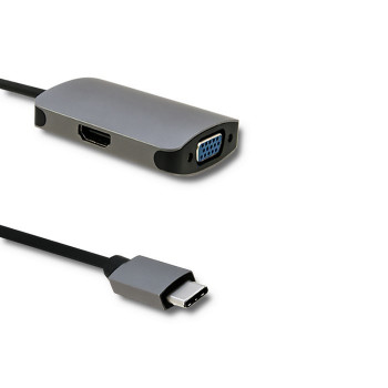 QOLTEC ADAPTER USB 3.1 C MĘSKI HDMI ŻEŃSKI VGA ŻEŃSKIE