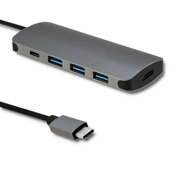 QOLTEC ADAPTER USB 3.1 C MĘSKI / 3XUSB 3.0 ŻEŃSKIE USB TYP C ŻEŃSKI HDMI ŻEŃSKIE