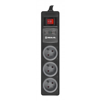 Listwa Zasilająca REAL-EL FRS-3 USB Charge 1,8m