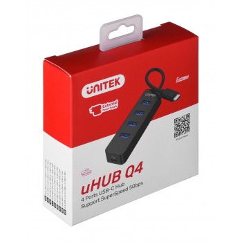UNITEK HUB USB-C 4XUSB-A 3.1, AKTYWNY, 10 W, H1117B