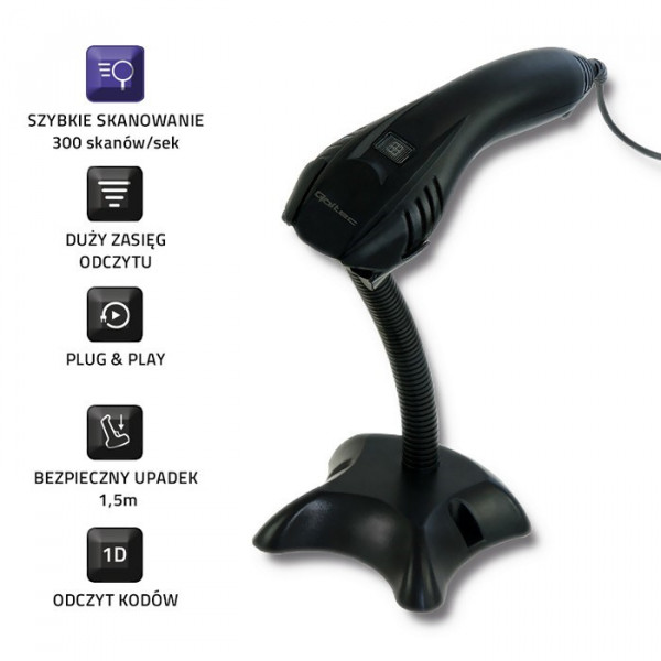 Skaner kodów kreskowych Qoltec 50861 Skaner kodów kreskowych Qoltec 50861