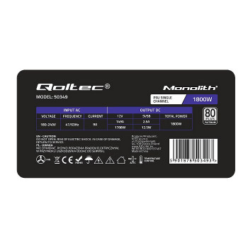 QOLTEC ZASILACZ PCI-E 1800W 80 PLUS PLATINUM GAMING MINER