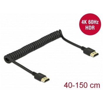Kabel HDMI M/M v2.0 0.4m - 1.5m spirala czarny
