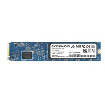 SSD SYNOLOGY 800GB M.2 PCIE NVMe Write speed 1000 MBytes/sec Read speed 3100 MBytes/sec TBW 1.022 TB MTBF 1800000 hours SNV3510-