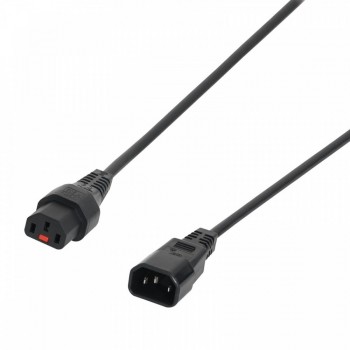 Kabel przedłużający zasilający blokada IEC LOCK 3x1mm2 C14/C13 prosty M/Ż 5m Czarny