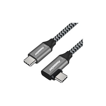 PREMIUMCORD Zahnutý kabel USB-C (USB 3.2 Gen 2, 3A, 60W, 20Gbit/s), hliníkové krytky konektorů, 0,5m