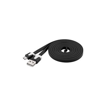 PremiumCord kabel micro USB 2.0, A-B 2m, plochý PVC kabel, černá