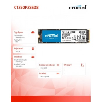 Dysk SSD P2 250GB M.2 PCIe NVMe 2280 2100/1150MB/s