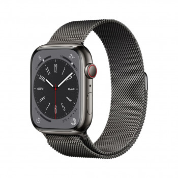 Apple Watch Series 8 GPS + LTE 45mm Graphite Stainless Steel Case with Graphite Milanese Loop