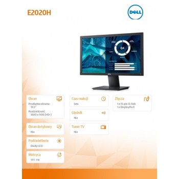 Monitor E2020H 19.5'' LED TN (1600x900) /16:9/VGA/DP 1.2/5Y PPG