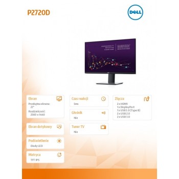 Monitor P2720D 27" IPS LED QHD (2560x1440) /16:9/HDMI/DP/4xUSB /5Y PPG