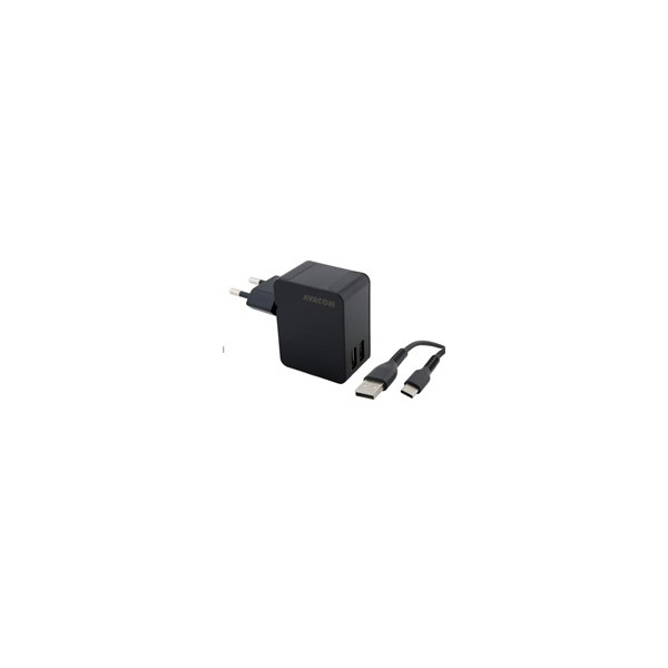 AVACOM HomeNOW síťová nabíječka 3,4A se dvěma výstupy, černá barva (USB-C kabel) AVACOM HomeNOW síťová nabíječka 3,4A se dvěma výstupy, černá barva (USB-C kabel)
