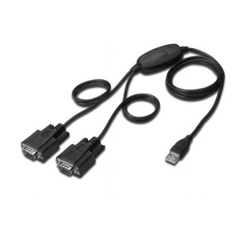Konwerter/Adapter USB 2.0 do 2x RS232 (DB9) z kablem USB A M/Ż dł. 1,5m