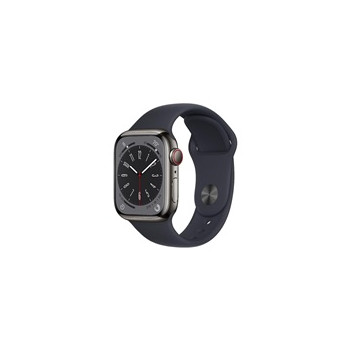 APPLE Watch Series 8 GPS + Cellular 41mm Graphite Stainless Steel Case with Midnight Sport Band - Regular