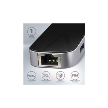AXAGON HMC-6GL, USB 3.2 Gen 1 hub, porty 3x USB-A, HDMI, RJ-45 GLAN, USB-C PD 60W, kabel USB-C 20cm