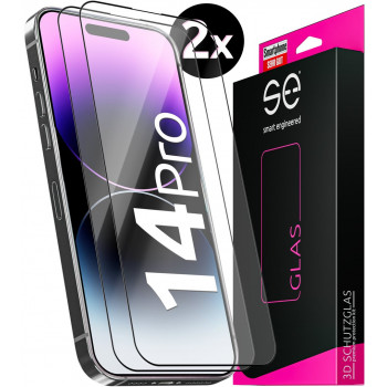 smart engineered 2x3D Tempered Glass Screen Protector for Apple iPhone 14 Pro black/transparent