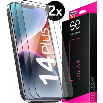 smart engineered 2x3D Tempered Glass Screen Protector for Apple iPhone 14 Plus black/transparent